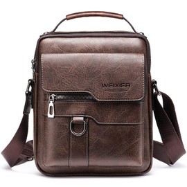 Bolso mensajero de cuero,Bolsos bandolera y billetera hombre, bolso de mensajero de negocios, Organizadores para Tabletas, Celulares, Llaves. (S)