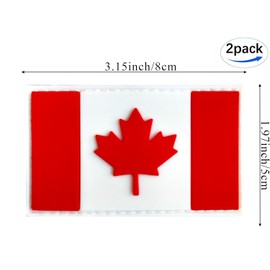 Canada Flag Patch Canada PVC Rubber Hook & Loop Fastener Patch for Hats, Tactical Bags, Jackets, Clothes Patch Team Military Patch（ 2 Pack）