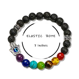 Manfnee 3PCS 7 Chakra Evil Eye Bracelet Reiki Healing Balancing Beaded Bracelet for Men Women