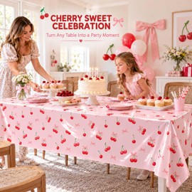 Heboland Cherry Party Tablecloth, 137x274cm, 2 Pack