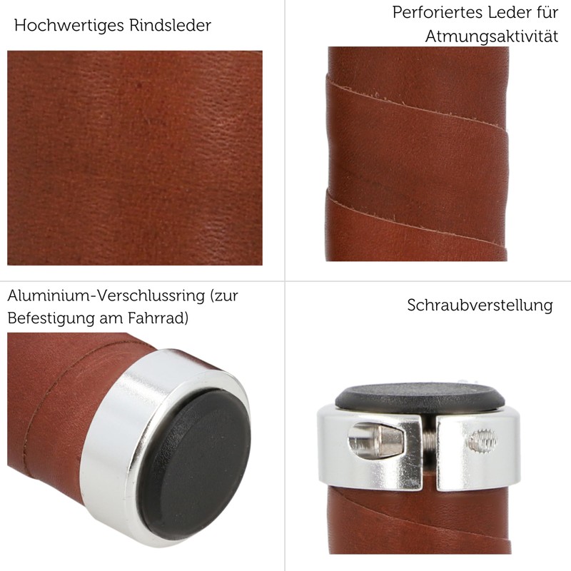 Gusti Maximilian S. Leather Handlebar Grip Bicycle Grip Brown Leather