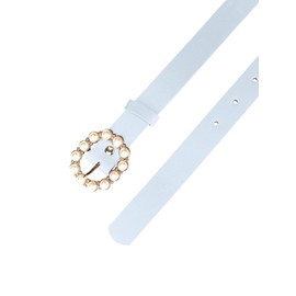 Allegra K Womens Pearl Waistband Skinny Leather Adjustable Pin Buckle Belt for Jeans Dresses Pants 75-90cm/29.53"-35.43" Light blue