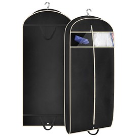 MISSLO 43" Gusseted Travel Garment Bag with Accessories Zipper Pocket Breathable Suit Garment Cover for Shirts Dresses Coats, Black