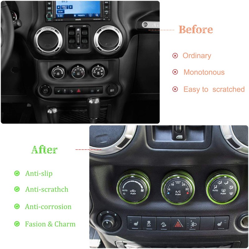 (Green) - Danti 3pcs Audio Air Conditioning Button Cover Decoration