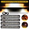 NSI 4PCS Amber/White 12 LED Car Truck Strobe Light Bar