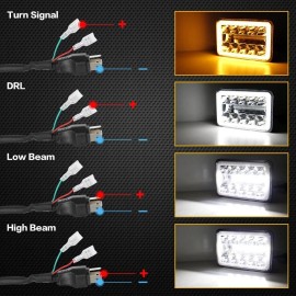 us- 4x Fit Chevy C10 C20 C30 1981-86 4x6" LED Headlights Hi-Lo Beam w/DRL Turn Light