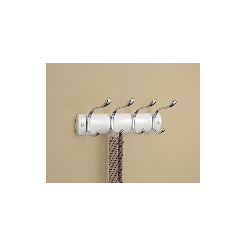 Mdesign Steel Hook Wall Mounted Coat Rack with 4 Double