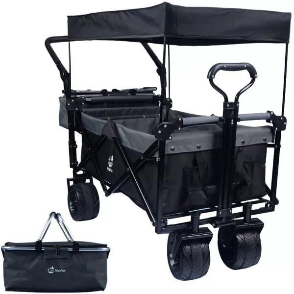 IFAST Gray Collapsible Wagon Heavy Duty Folding Wagon Cart Removable