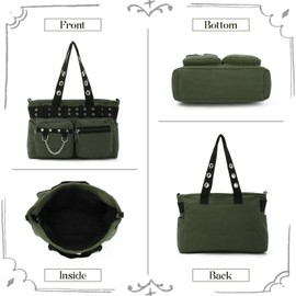 SUKUTU Goth Tote Bag for Women Corduroy Gothic Purse Large Punk Shoulder Bag for College Work Travel