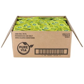 Pure Via 1000 Count Pure Via Stevia Sweetener Packets Zero Calorie Sugar Substitute