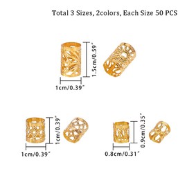 PH PandaHall About 300pcs 3 Size Hair Accessories Dreadlocks Beads Metal Hair Coil Cuff Filigree Braided Rings for Hair Ornament Braiding Accessories Parts DIY Craft Materials Handmade Material Silver
