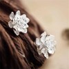 HUGETOMATO Lotus Earrings 925 Silver - Minimalist Stud with Fine