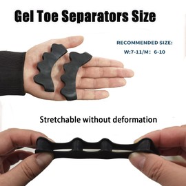 3 Pairs Gel Toe Separators, Toe Straightener for Correct Toes, Toe Spacers Toe Stretchers for Relaxing Toes, Bunion Relief, Hammer Toe Corrector, Both for Women and Men (black)