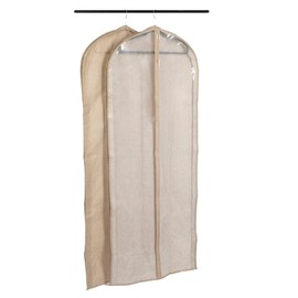 Household Essentials Hanging Zippered Garment Storage Bag with Clear Vision Front, Set of 2, Latte Brown