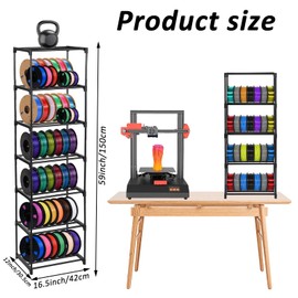 FMOACEN 7-Tier Modular 3D Printer Filament Storage Rack 16.5" x 12" x 80.7" Metal Spool Holder DIY Tiers Filament Storage Shelf for 3D Printing Machine Tool-Free Assembly