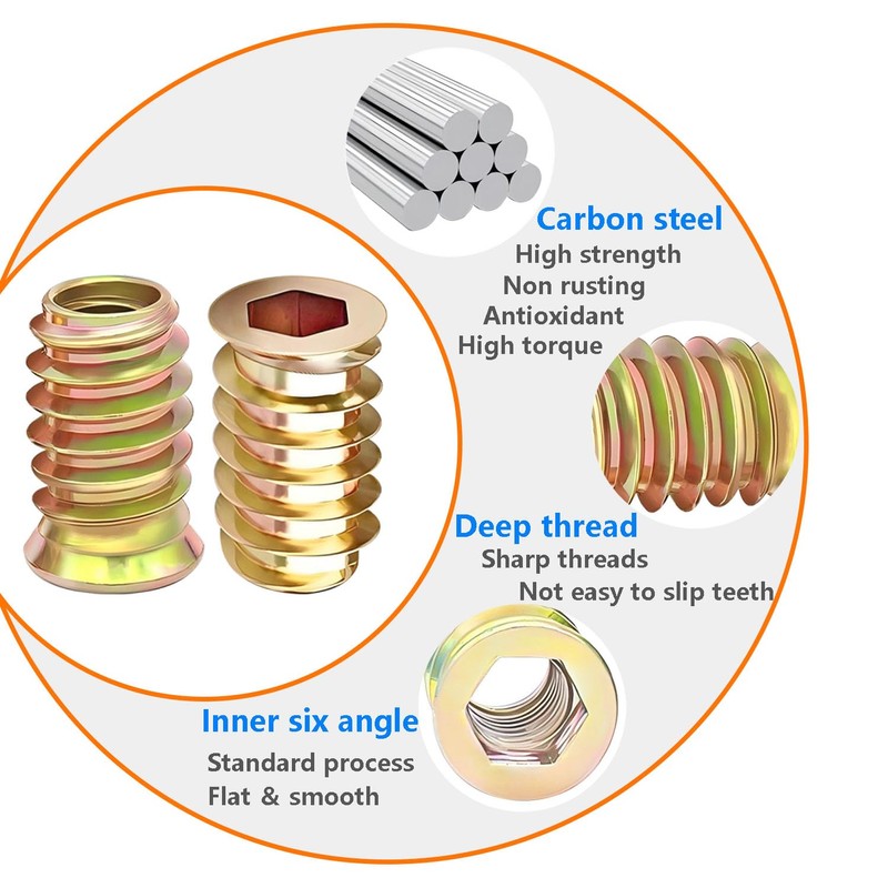 Qrity Pack of 20 Threaded Inserts Nuts, Screw Nuts, M4