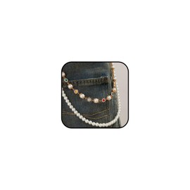 Wallet Chain Pants Chain for Men Women Vintage Pearl Wallet Chain Trendy Jean Chains Layered Belt Chains Rhinestone Daisy Fashion Accessories Punk Keychain Jewelry Clothing Accessories
