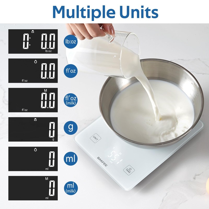 BAKFEE IP67 Waterproof Food Scale with Tempered Glass Surface, 22lb