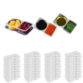 40-Count Reusable Plastic Condiment Double Compartment Snack & Sauce with Leak-Proof Lids Food-Grade Takeaway for Travel, Meal Prep, Picnics & Parties