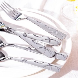 HIKAA Gift Wrap Silverware Set Stainless Steel Flatware Set for Gift, Cutlery Set for Present (40, Flower)