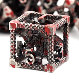 DND Dice, Dungeons and Dragons Dice Set HNCCESG Metal Game Dice Hollow 3D Dragon D&D Dice Polyhedral Dice Set for Pathfinder MTG RPG DND Dice Set W20 W12 W10 W8 W6 W4 (3D Splashed Blood)