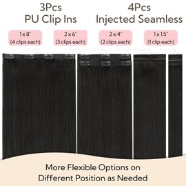 HOTBANANA Invisi Edge Clip in Hair Extensions, 16inch 110g 4Pcs Injected Seamless and 3Pcs PU Clip Ins Human Hair Extensions Balayage Chocolate Brown with Honey Blonde