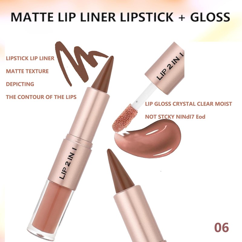 MiaSarah Lip Liner Gloss Lip Combo Sets Kit,Nude Brown Lip