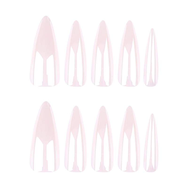 MouyouGlow Press on Nails Long, Stiletto White Glazed Doughnut Plain