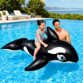 Large Inflatable Whale Ride-On for Pool Fun – Heavy-Duty Handles for Kids & Adults Water Play