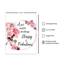 Fashion Quote Wall Art - Glam High Fashion design Wall Art Decor for Bathroom Girl Bedroom Teens Room Living room - Luxury Gift for Women BFF Best Friend Fashionista - Girly Haute couture decoration