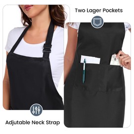 slqlgd 2 Pack Adjustable Bib Apron with 2 Pockets for men and women Waterproof and Oil Resistant Apron Cooking Kitchen Aprons Chef Black