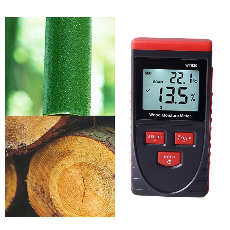 Wood Moisture Meter High Accuracy Non Destructive Backlit Display Wood