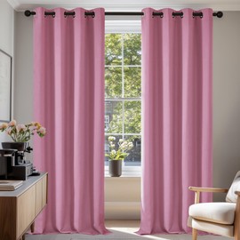 Deconovo Deconovo Window Treatment Blackout Curtains Thermal Insulated Decorative Soft Energy Saving Room Darkening Eyelet Curtains for Kid 55 x 114 Inch Pink Set of 2