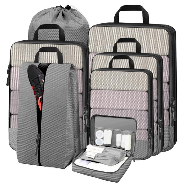 Vmglgig Compression Packing Cubes, 7 PCS Travel Luggage Packing Organizers
