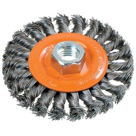 Walter 13L404 Knot Twisted Wire Wheel Brush – 4 in. Carbon Steel Finishing Wire Brush with Threaded Hole. Abrasive Brushes
