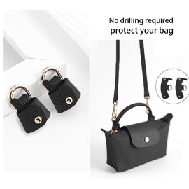 Shoulder Leather Strap Single Handle Conversion Set Compatible Mini Pouch Bags Strap Adjustable Not Punching Crossbody Adjustable Replacement Purse Straps(Black)
