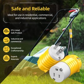 110V Female Electrical Outlet Drop Cord Extension Cord Ends Replacement NEMA 5-15R 15 Amp 110 120 Volt Yellow ETL Listed 2-Pack
