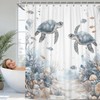 ChloropLastid Ocean Shower Curtain, Turtle Fish Coastal Beach Bathroom Decor