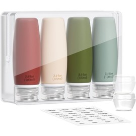 Juego de botellas de viaje de 8 piezas, botellas de viaje de silicona de 100 ml con bolsa transparente, recipientes de viaje recargables, apretables