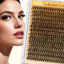 Cluster Lashes Kit 40D Individual Eyelashes Mixed 12-18mm Kit with Waterproof Lash Bond and Seal and Lash Tweezer Lashes Individual Cluster Natural Look DIY At Home(40D-kit)