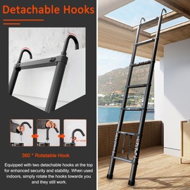 ARCHOM Telescoping Ladder 9.5 FT - Aluminum Telescopic Ladder with Hooks - Folding Extension Ladders for Home Work Loft Roof Attic RV Ladder with EN131 Certification - 330lbs Max Capacity (Black)