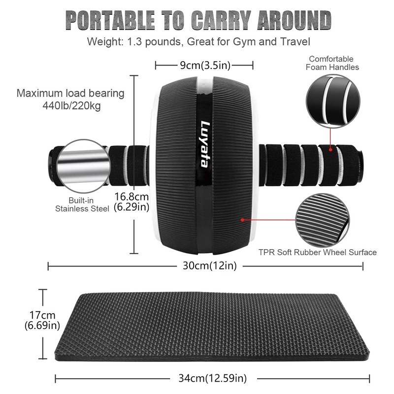 Ab Roller Wheel, 10-In-1 Ab Exercise Wheels Kit with Resistance