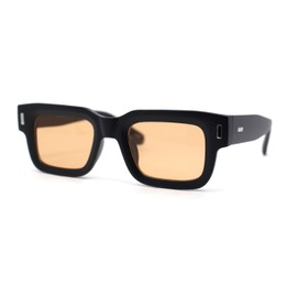 SA106 Womens Mod Narrow Rectangle Thick Plastic Horn Rim Sunglasses Matte Black - Light Brown