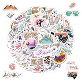 EOWVISN 100 Travel Themed Stickers, Cute Graffiti Stickers, Waterproof Stickers, Decorate Scrapbooks, Suitcases, Guitars.