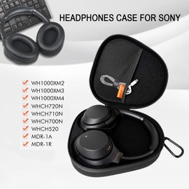 GEVO Headphones Hard Case for Sony WH1000XM4, WH1000XM3, WH-CH720N, WHCH710N, WH-CH520, MDR-1A, MDR-1R Headphones, Travel Carrying Bag, Storage Protective Bag with Cable Storage (Black)