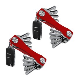 BAYLOVE 2 Piezas Organizador de Llaves para Hombre y Mujer, Elegante y Práctico Bolsillo Organizador, Llavero Ligero, Titular de La Clave Tamaño de Bolsillo Plegable Hasta 16 Llaves（Rojo）
