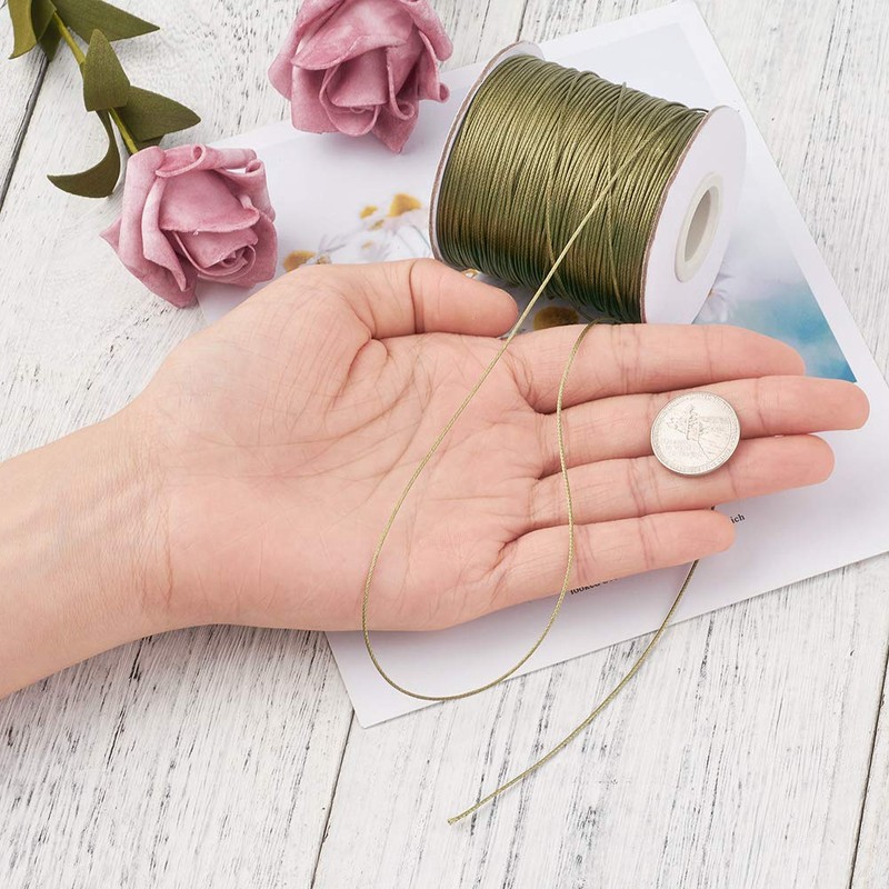 Cheriswelry 0.5mm Dark Khaki Polyester Cord with Spool for Jewellery