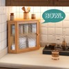 viewcare Corner Bread Box for Kitchen Counter, Bamboo Wood Large
