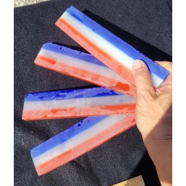 (4) Fiber Optic Glass Patriotic RW&B Slabs Knapping Arrowhead Lapidary Cabochon
