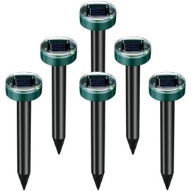 Solar Mole Repellent Ultrasonic Mole Repellent Solar Powered Outdoor Powered Sound Wave Deterrent for Lawn Garden for Snakes Moles Gophers Groundhogs Voles and Other Burrowing Mice, Round (6)